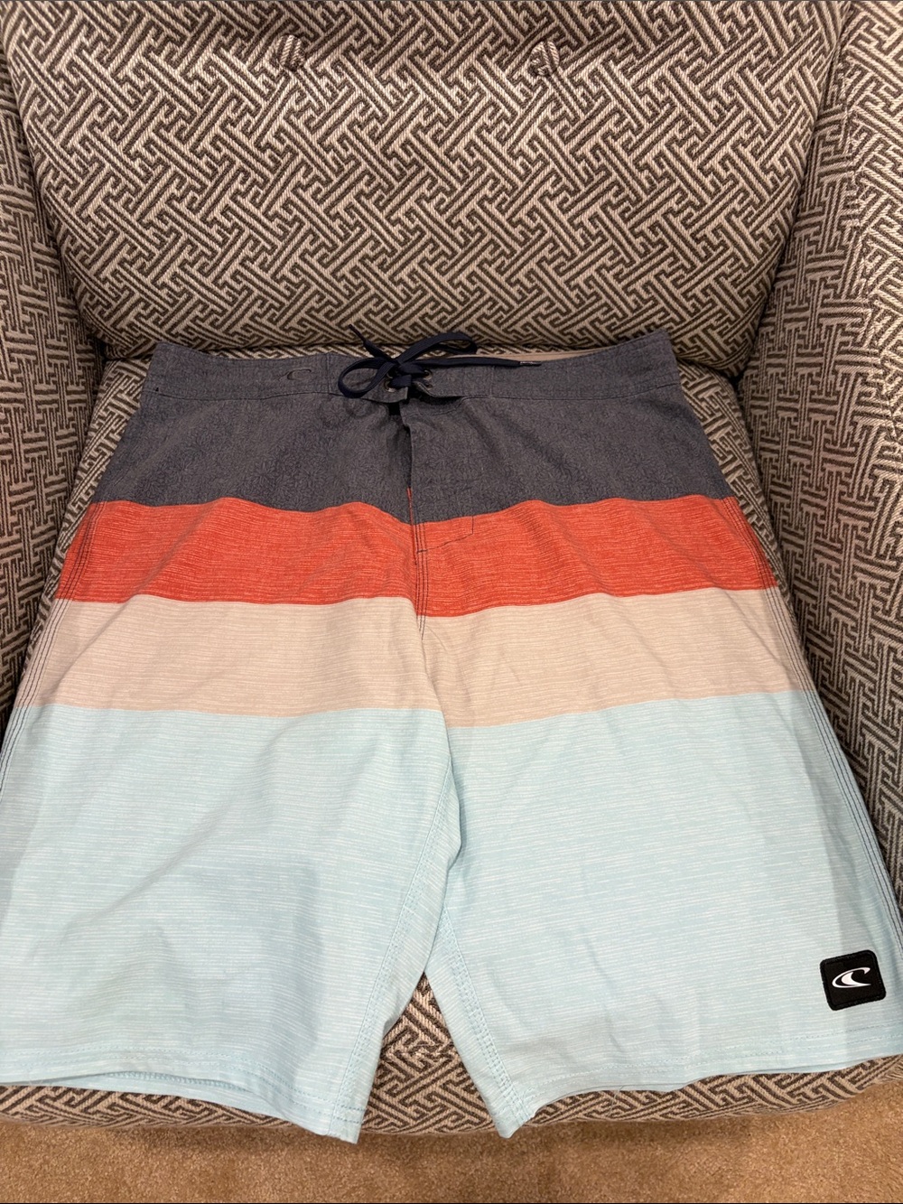 O'Neill Men's Colorblock Swim Shorts - Navy, Orange, Cream & Light Blue